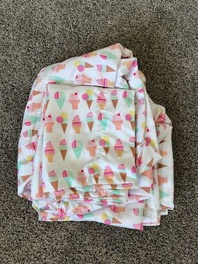 Ice Cream Print Sheet Set - White with Pink & Mint